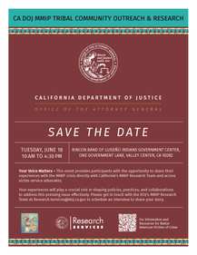 CA DOJ MMIP TRIBAL COMMUNITY OUTREACH & RESEARCH