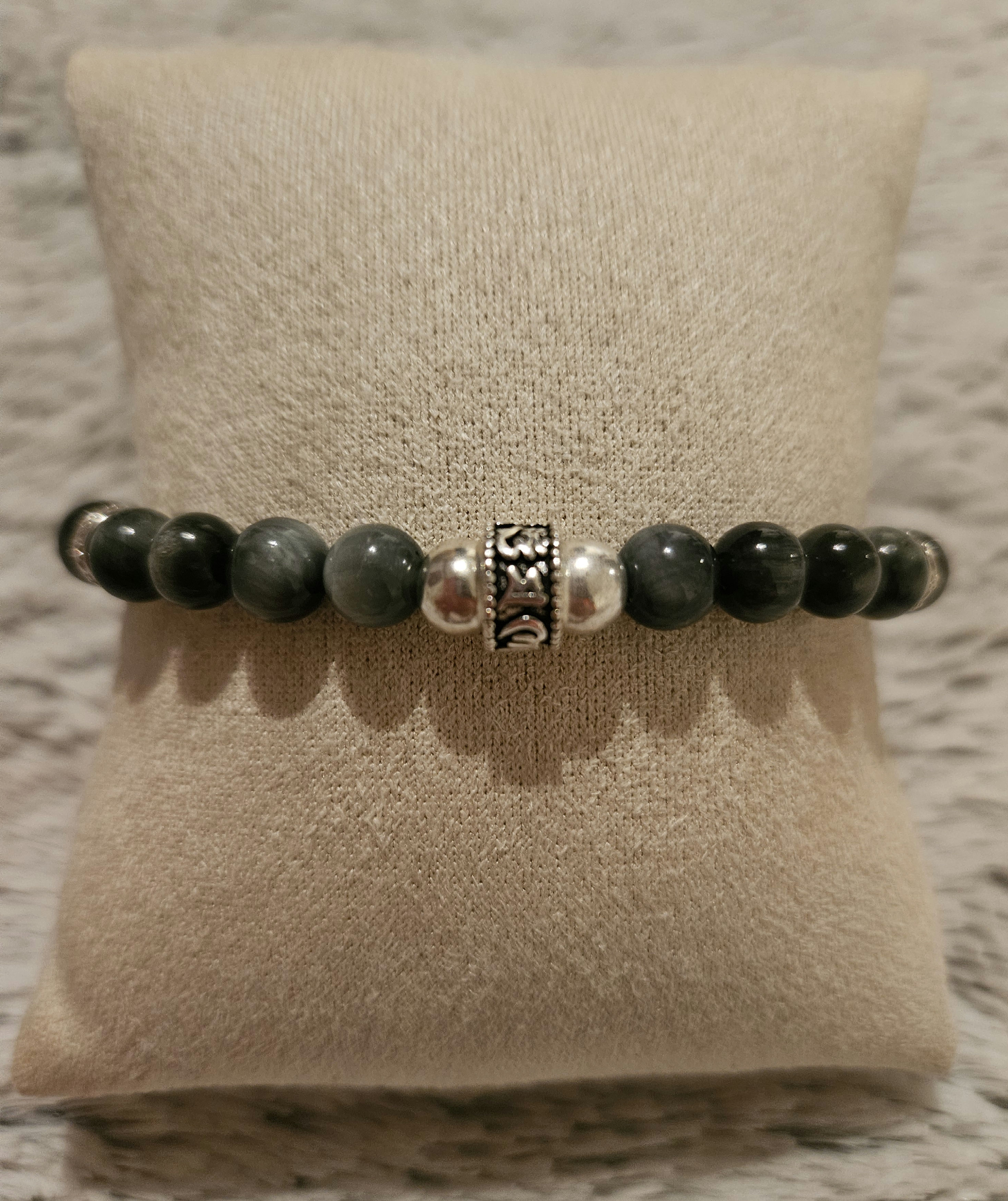 Obsidian Perlen mit Swarovski