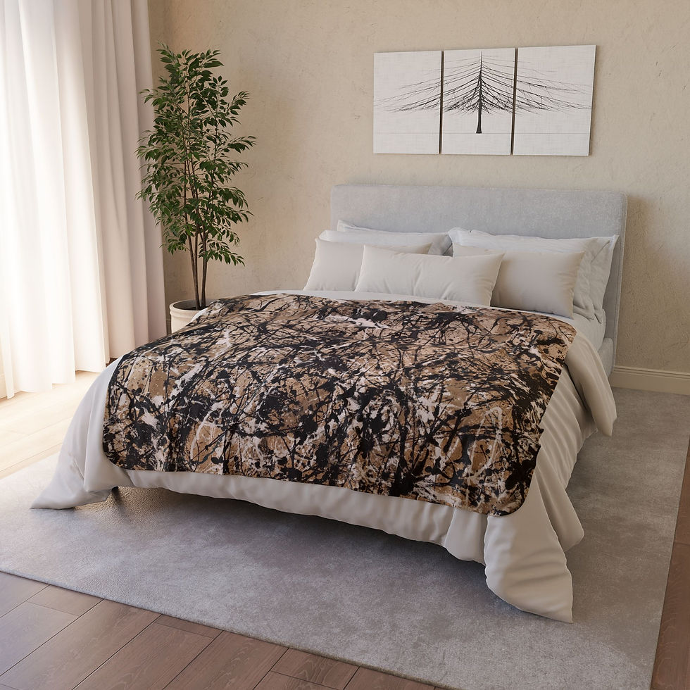 Thumbnail: Sherpa Blanket - Brown Splatter Fleece Throw
