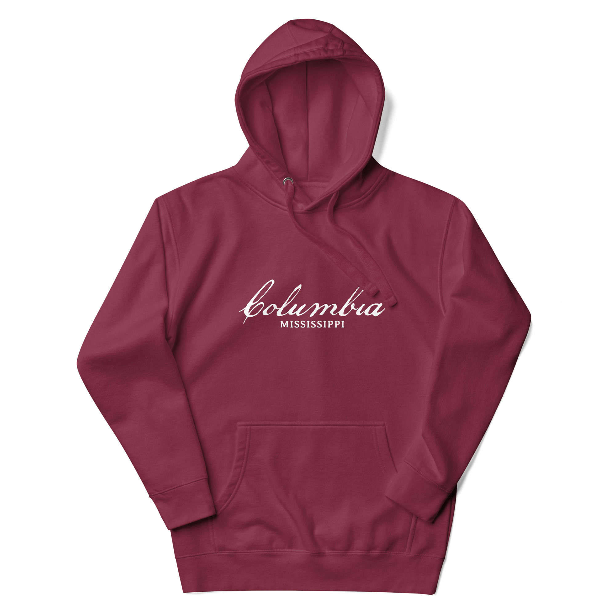 Columbia, Mississippi, White Text, Unisex Hoodie