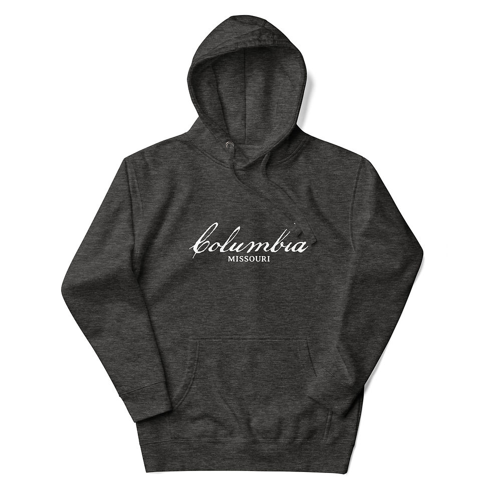 Thumbnail: Columbia, Missouri, White Text, Unisex Hoodie