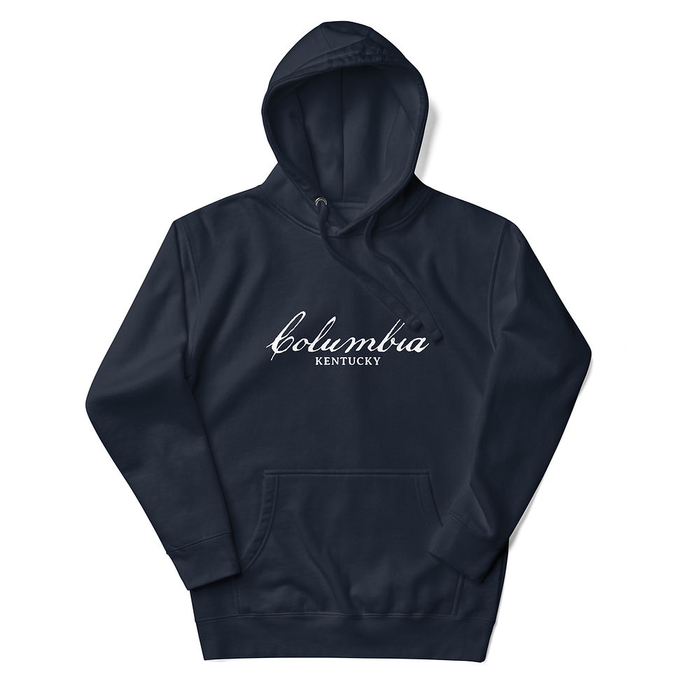 Thumbnail: Columbia, Kentucky, White Text, Unisex Hoodie