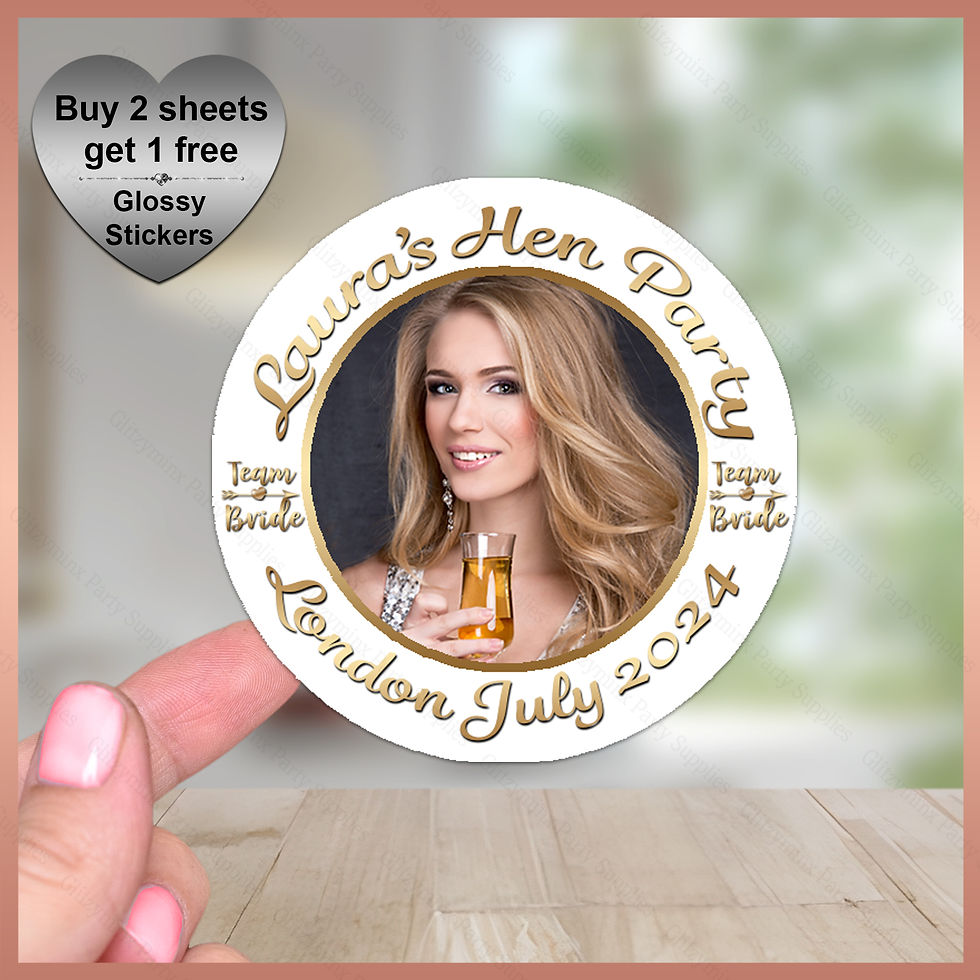 Thumbnail: Personalised Photo Stickers, Team Bride,  Hen Party Labels