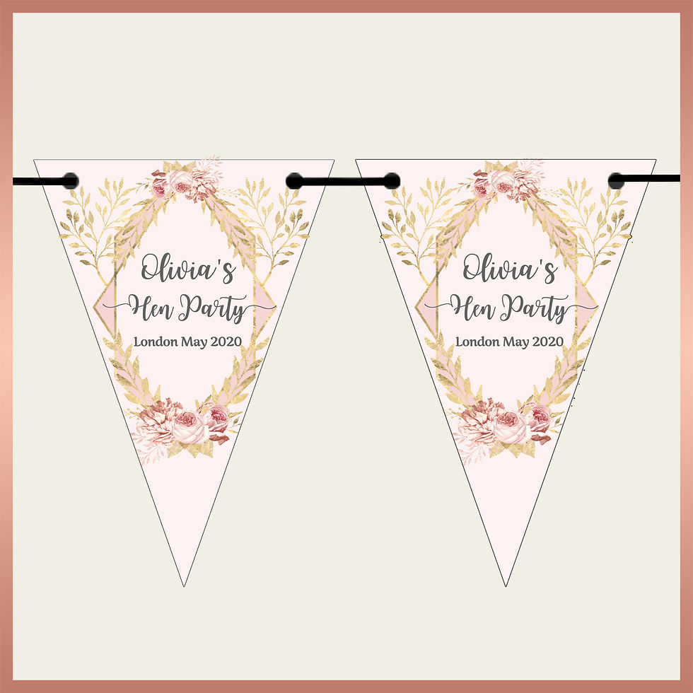 Personalised Floral Frame Bunting Party Banner - Hen Party Birthday