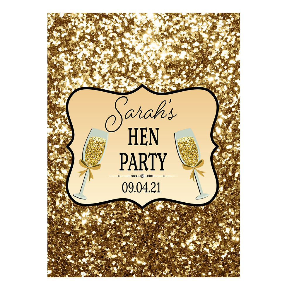 Thumbnail: 1 sheet Glitter Effect Bottle Labels Champagne Wine Hen Party Birthday