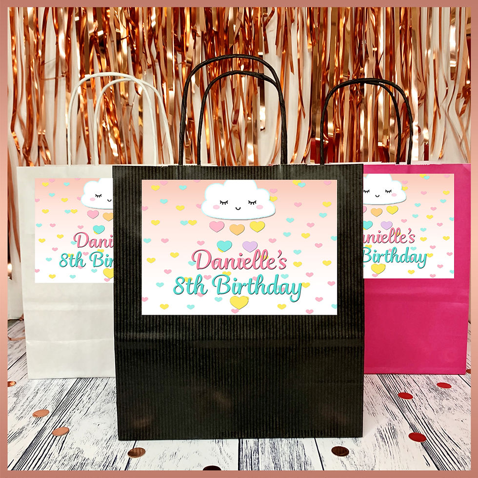 1 x Personalised Pastel Cloud Heart Birthday Party Bag Gift