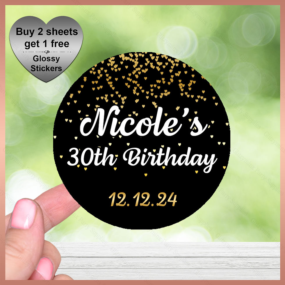 Thumbnail: Personalised Confetti Hearts Stickers - Hen Birthday Party Labels