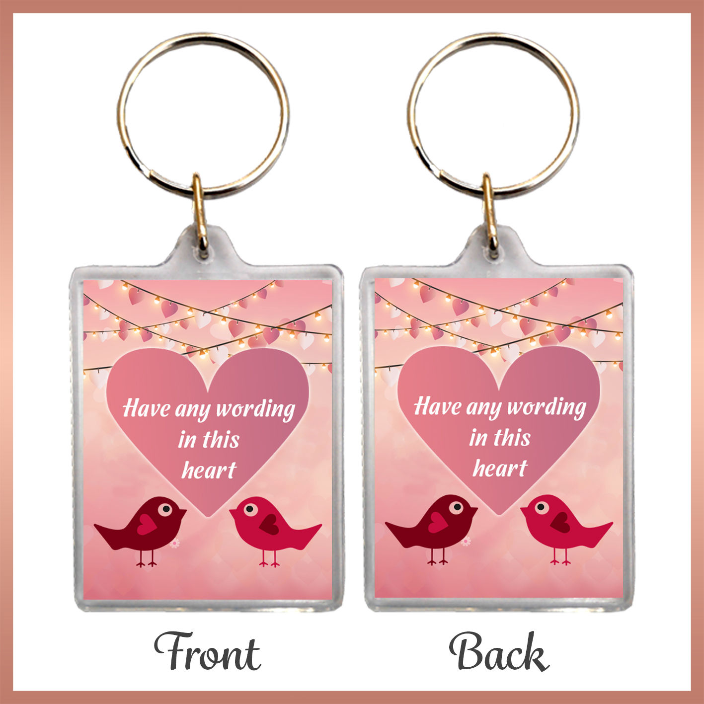 1 x Personalised Valentine's Day Love Birds Keyring