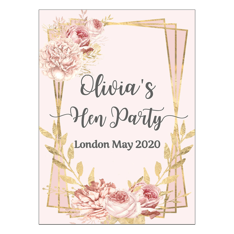 Thumbnail: 1 sheet of Floral Frame Bottle Labels - Champagne or wine Hen Party Birthday