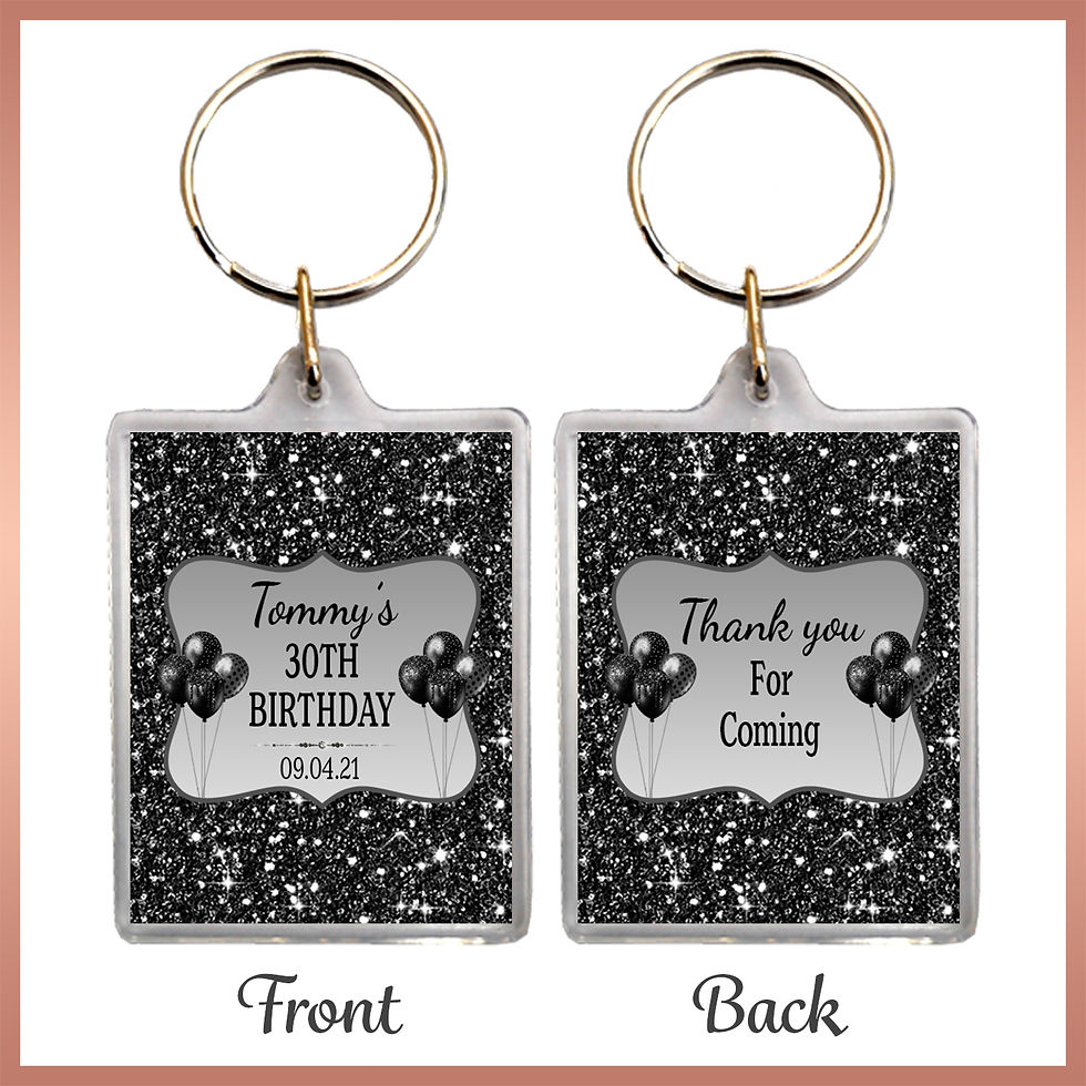 Thumbnail: 1 x Personalised Glitter Effect Birthday Hen Party Keyring
