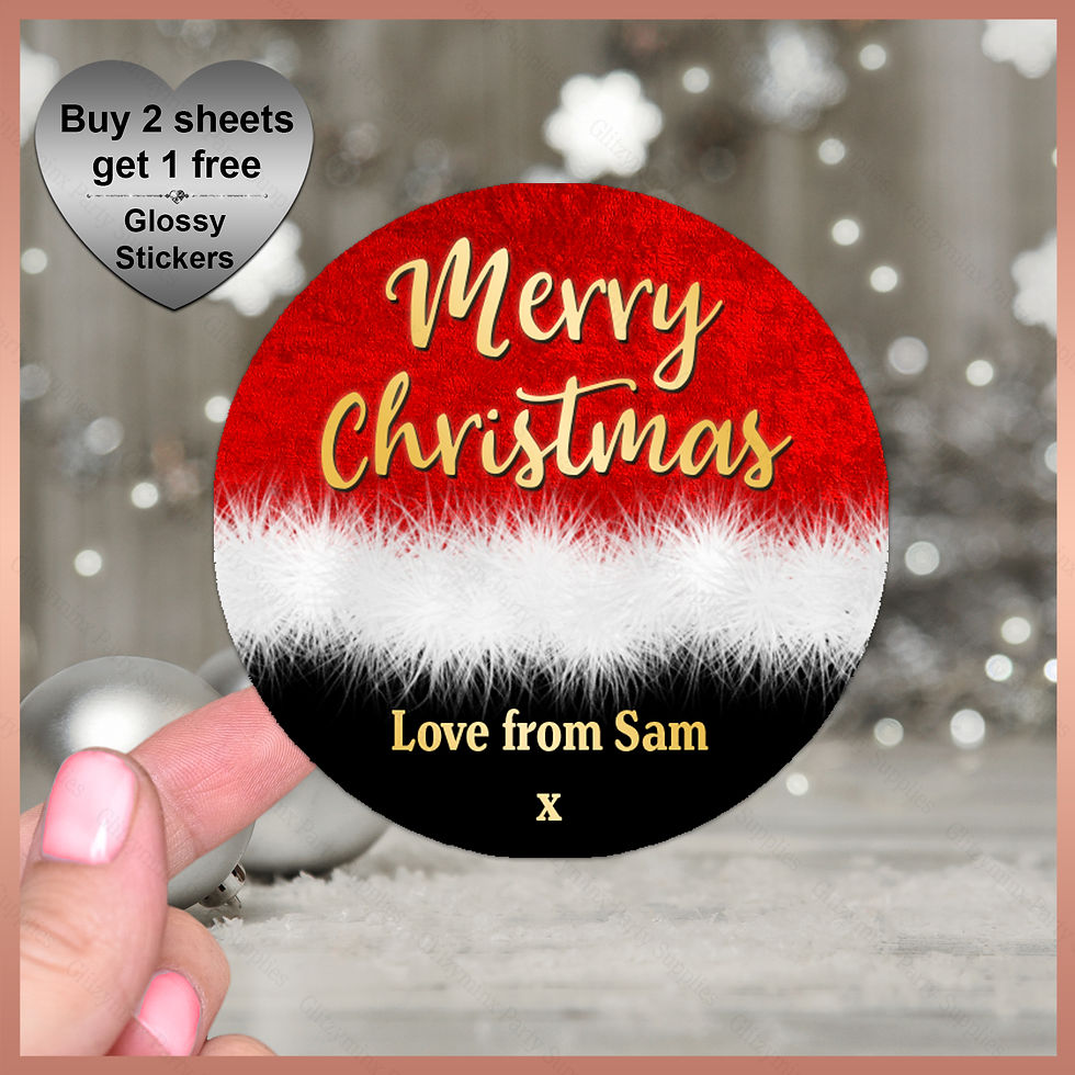 Personalised Stickers - Santa Fur gift labels - Christmas Gift Present