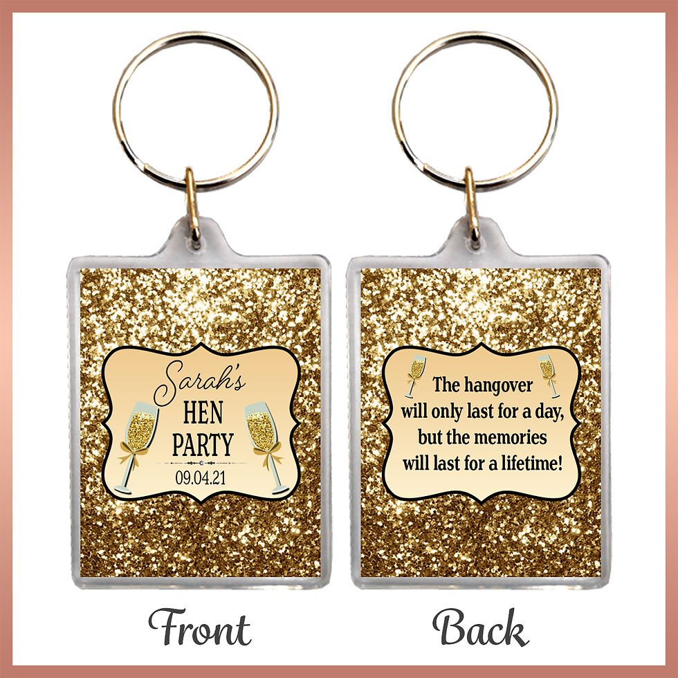 Thumbnail: 1 x Personalised Glitter Effect Birthday Hen Party Keyring