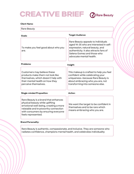 Creative Brief Rare Beauty