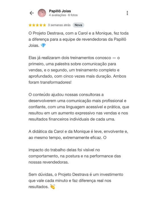 Papill Jóias review: O Projeto Destrava fez a diferença. Equipe de revendedoras.