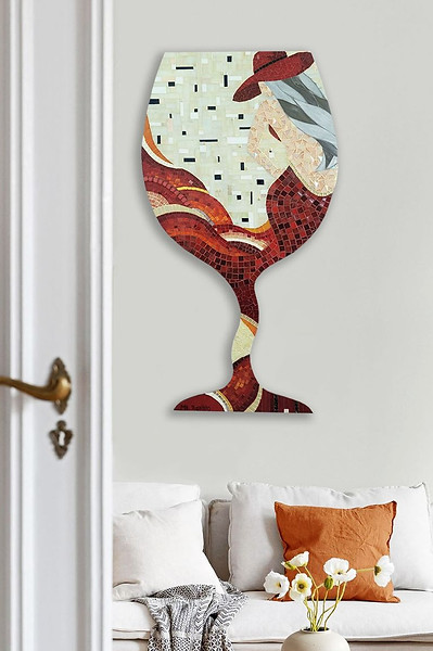 Woman in red fire dress wine copa