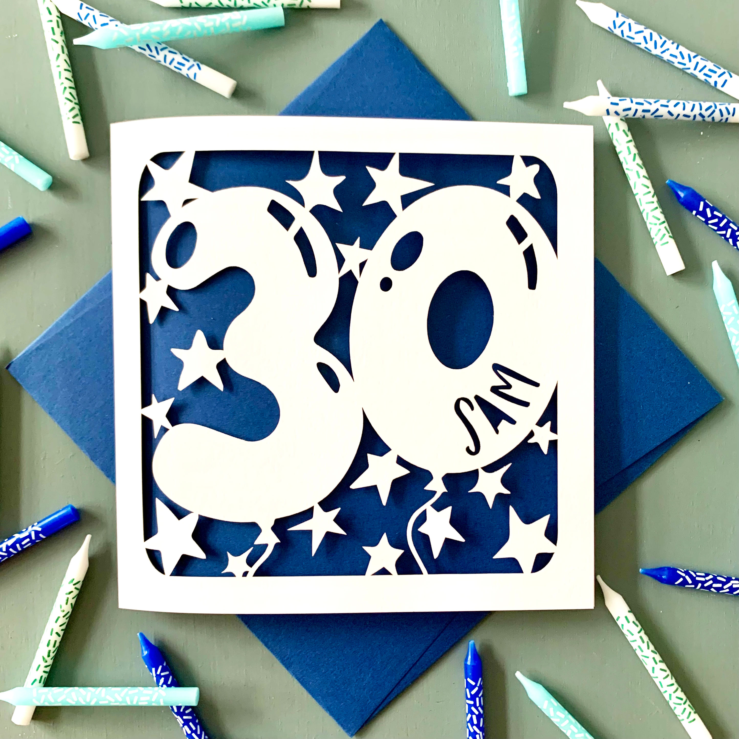 Balloon Personalised 30th Birthday Card