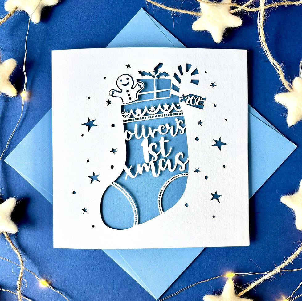 Stocking Personalised First Christmas Card
