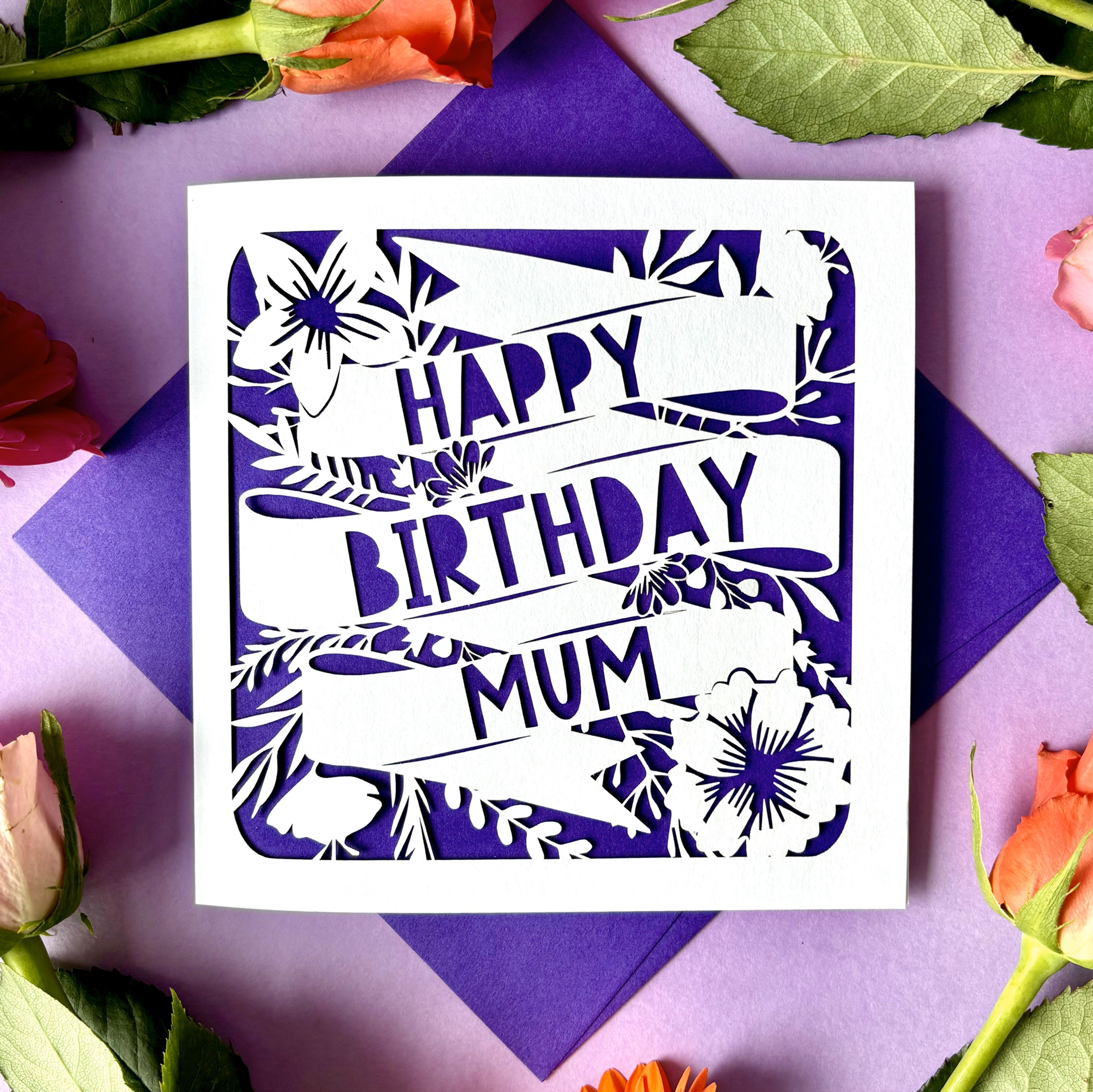 Personalised Floral Ribbon Birthday Card