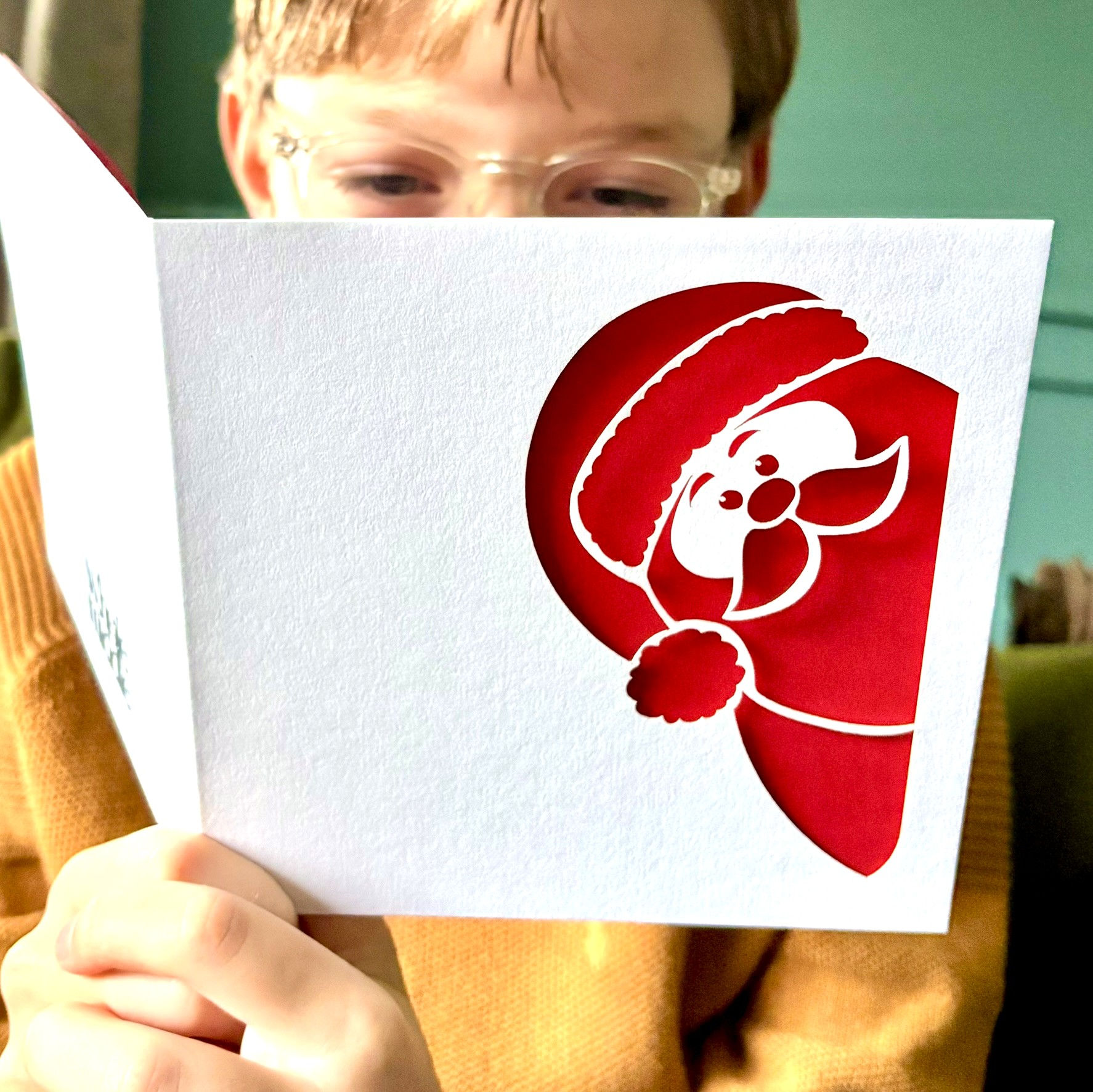 Papercut Santa Christmas Card