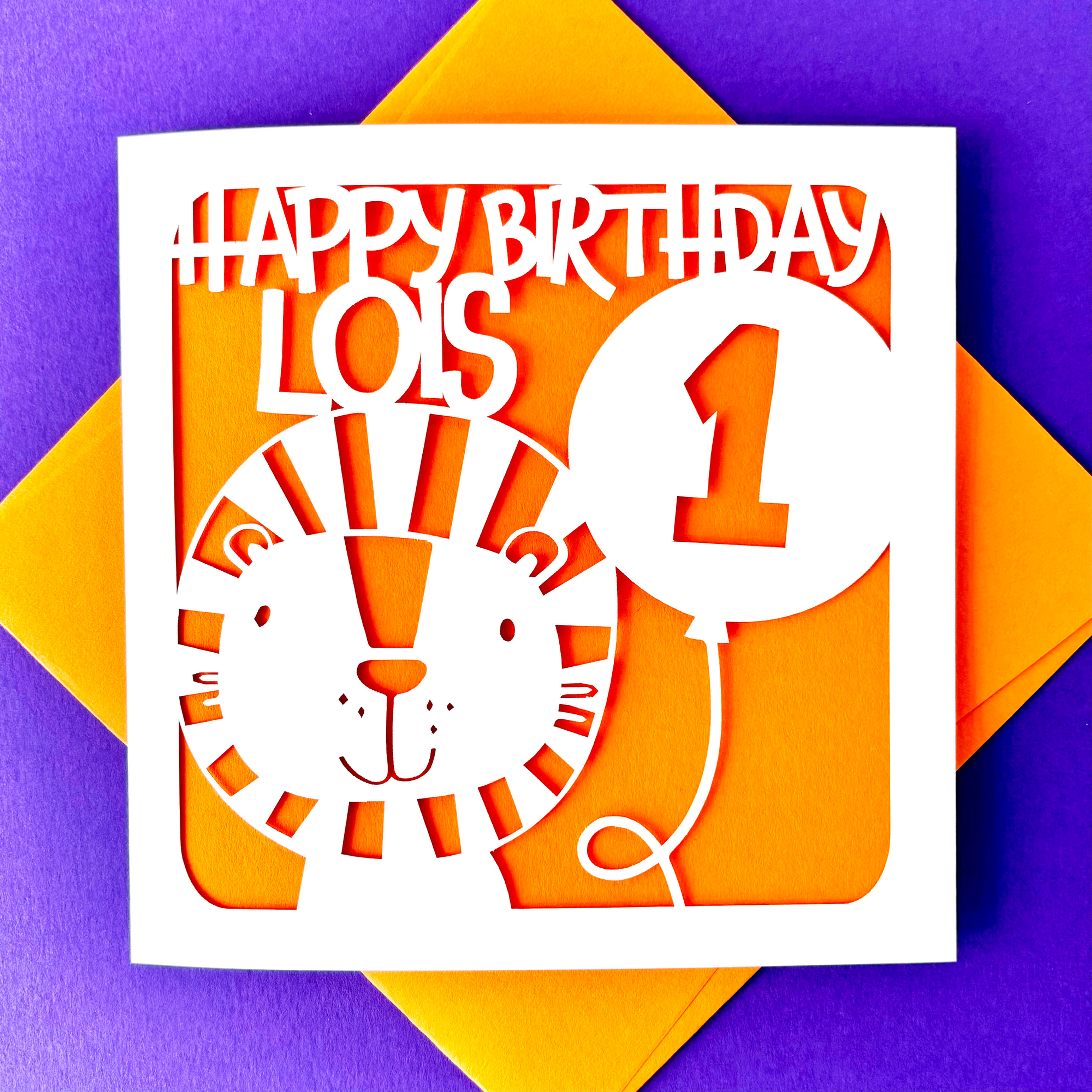 Cute Lion Personalised Kids Birthday Card