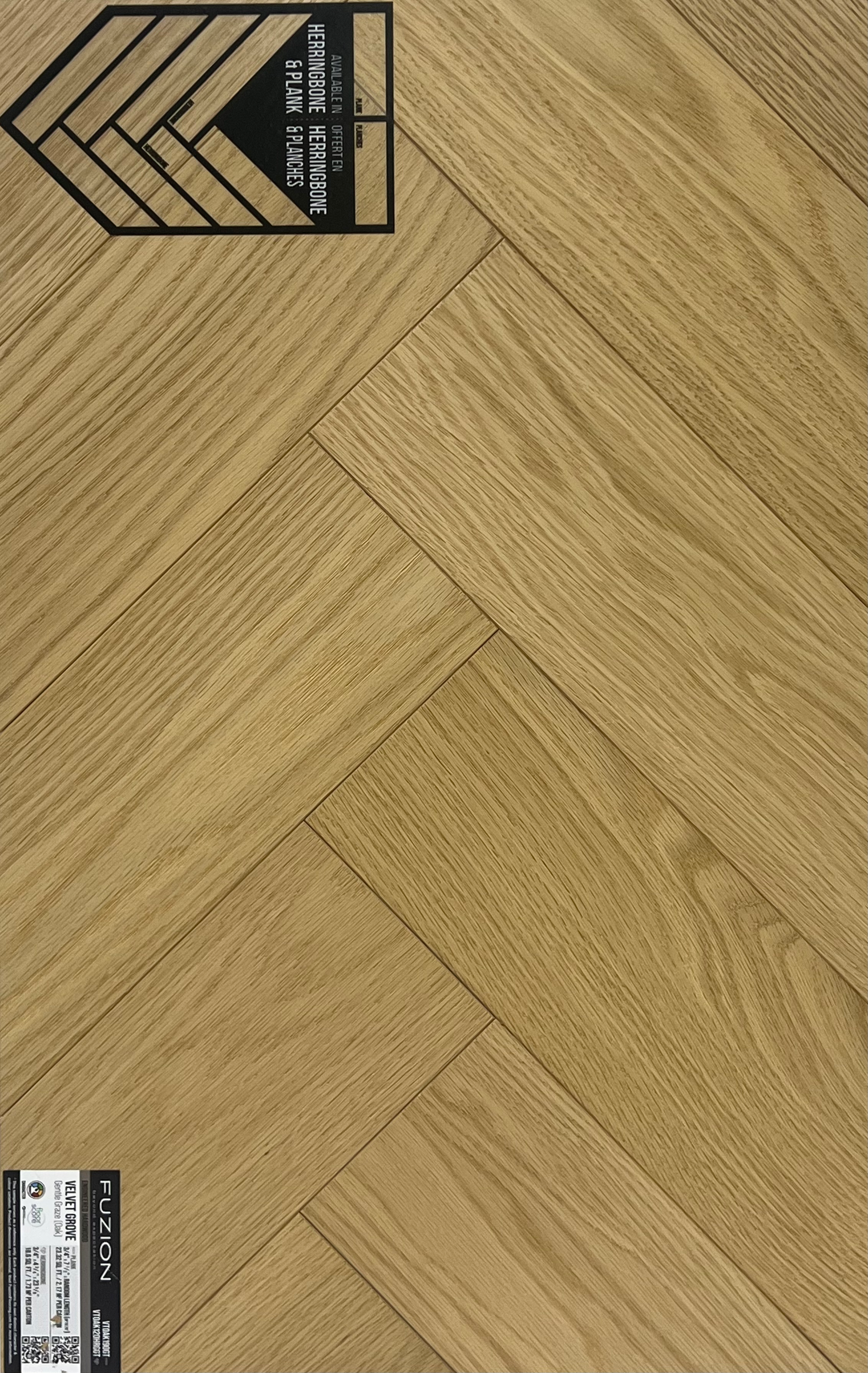 GENTLE GRAZE (OAK) VELVET GROVE - HERRINGBONE - FUZION -4" 3/4  X 3/4" X 23" 5/8