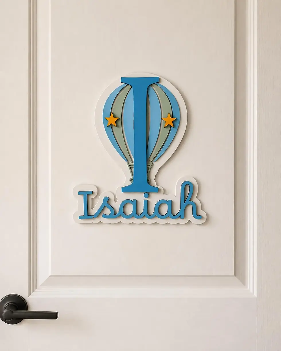 Thumbnail: Personalised Hot Air Balloon Wooden Name Sign | Nursery Door Sign