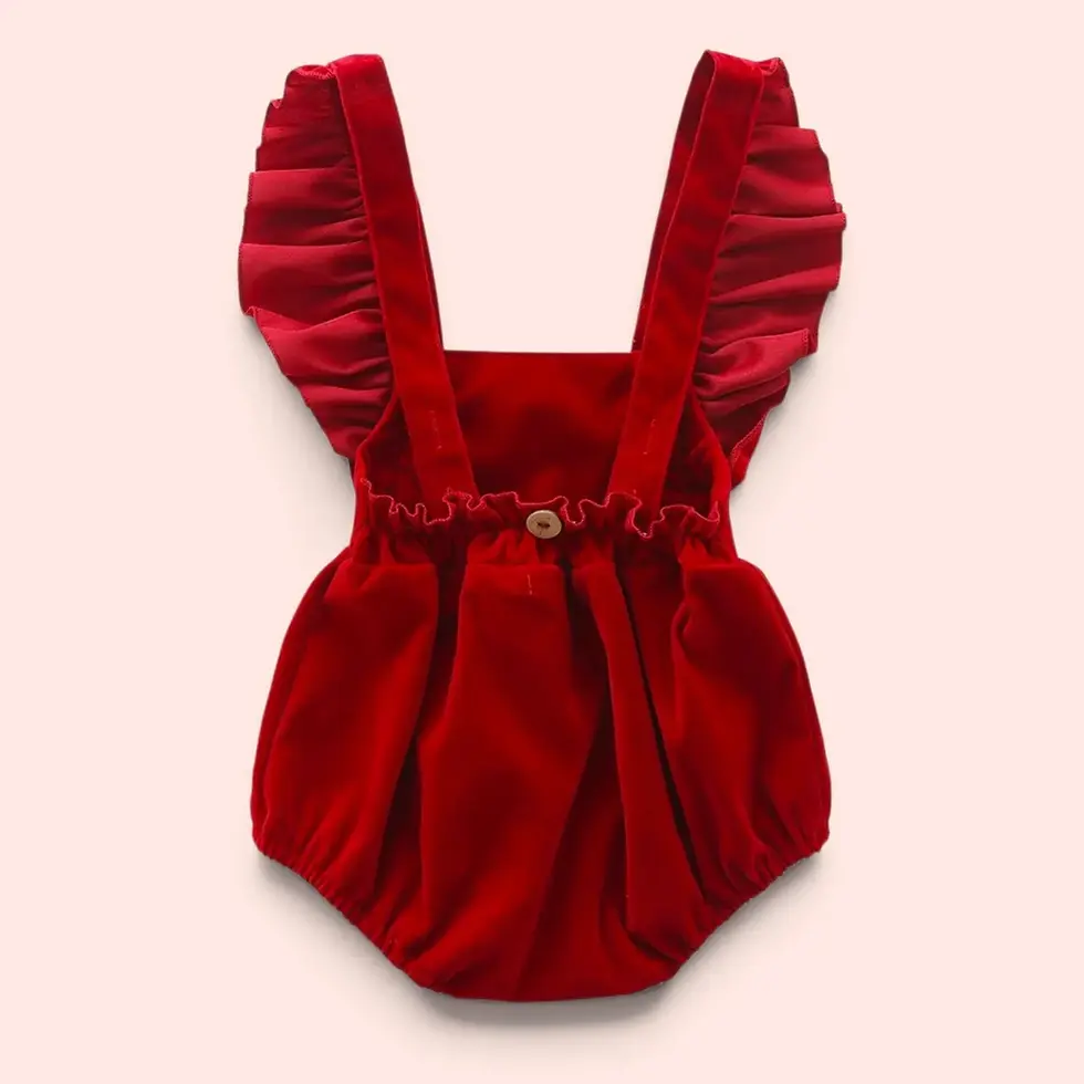 Thumbnail: Personalised Baby Christmas Romper | Red Velvet Baby Girls Christmas Day Outfit 