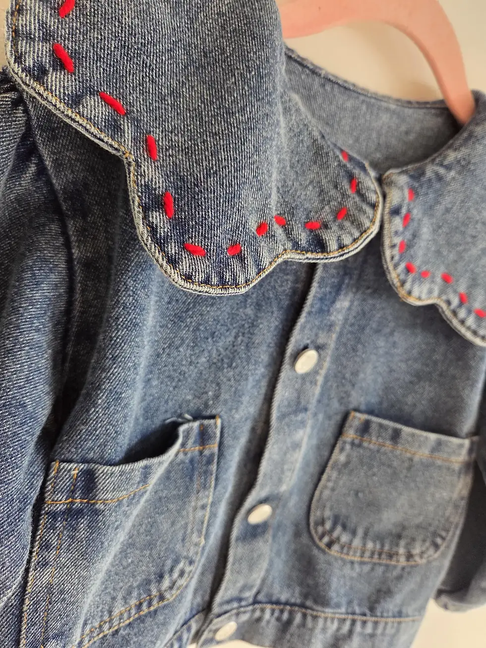 Thumbnail: Personalised Floral Rainbow Flower Garden Girls Ruffled Summer Denim Jacket