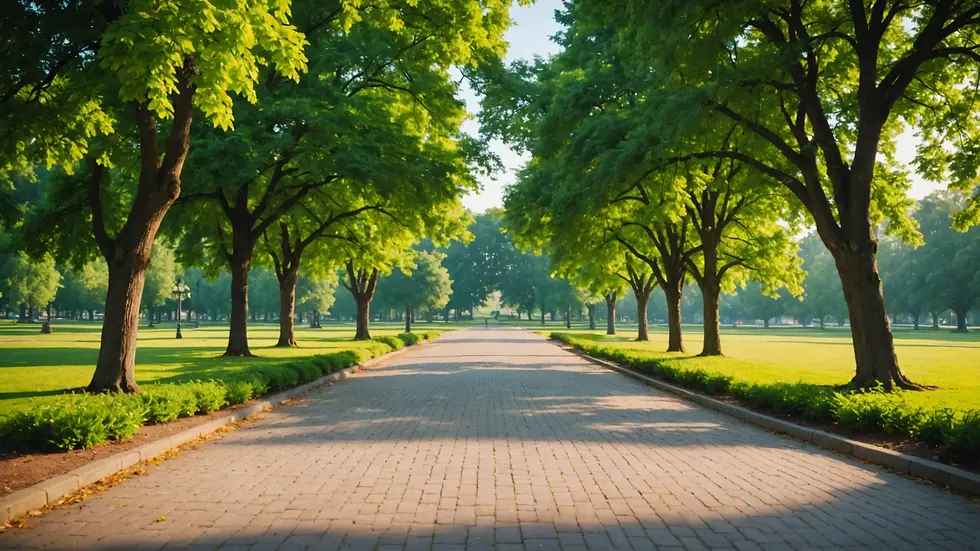 Eye-level view of a peaceful family park setting