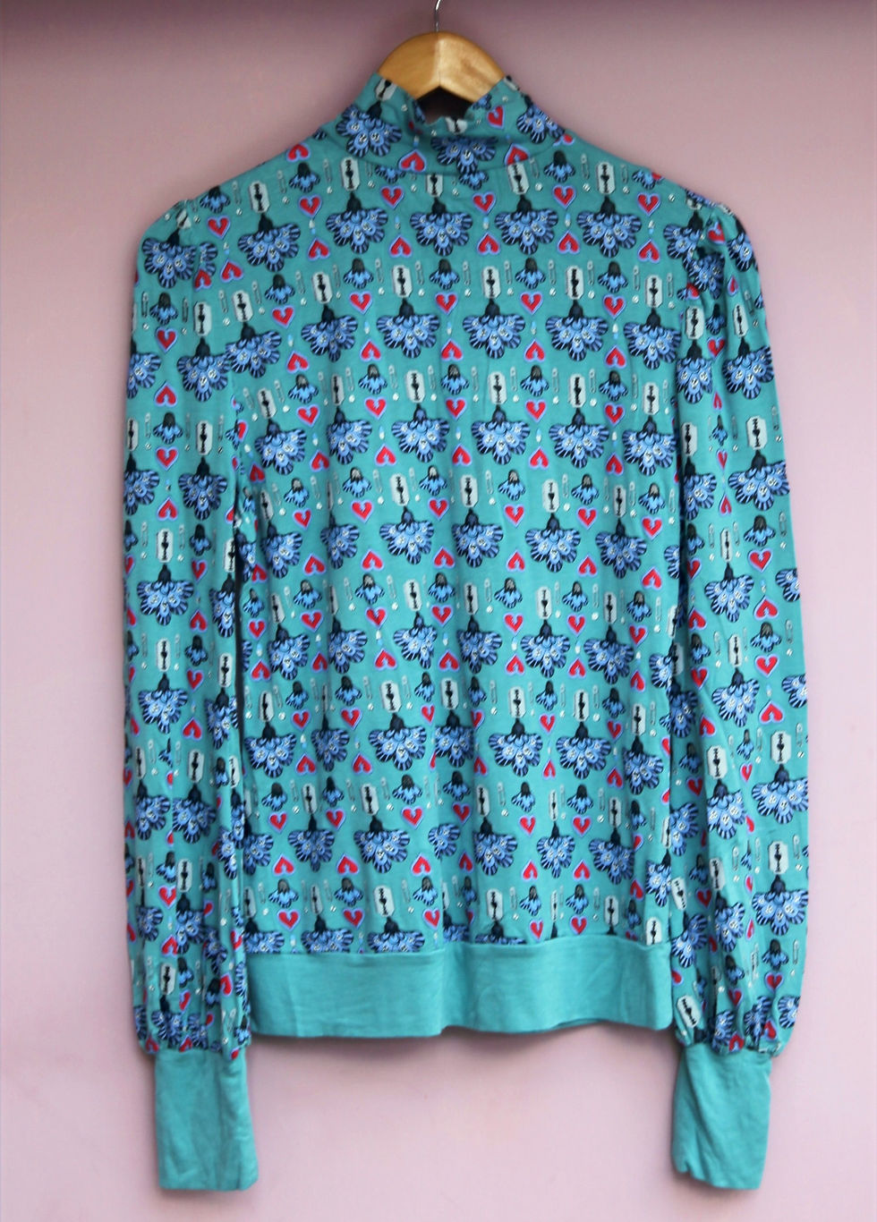 Thumbnail: Blue Print Top, Embroidered detail.