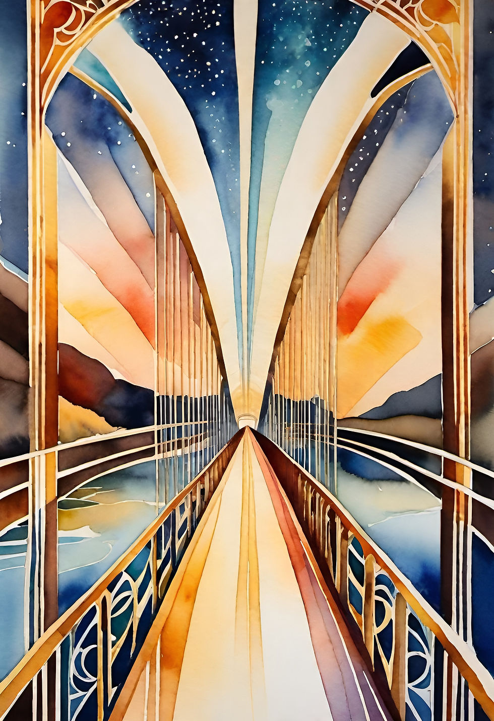 owego_home_fine_art_print_roger_hanson_art_deco_bridge_orange_blue_red