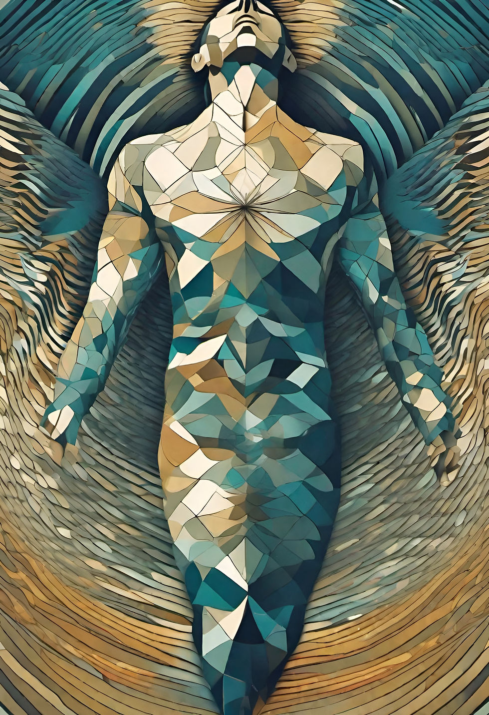 owego_home_fine_art_print_roger_hanson_birth_mystical_body_face_lines_emerging_peaceful_prism_blue_beige_white_abstract