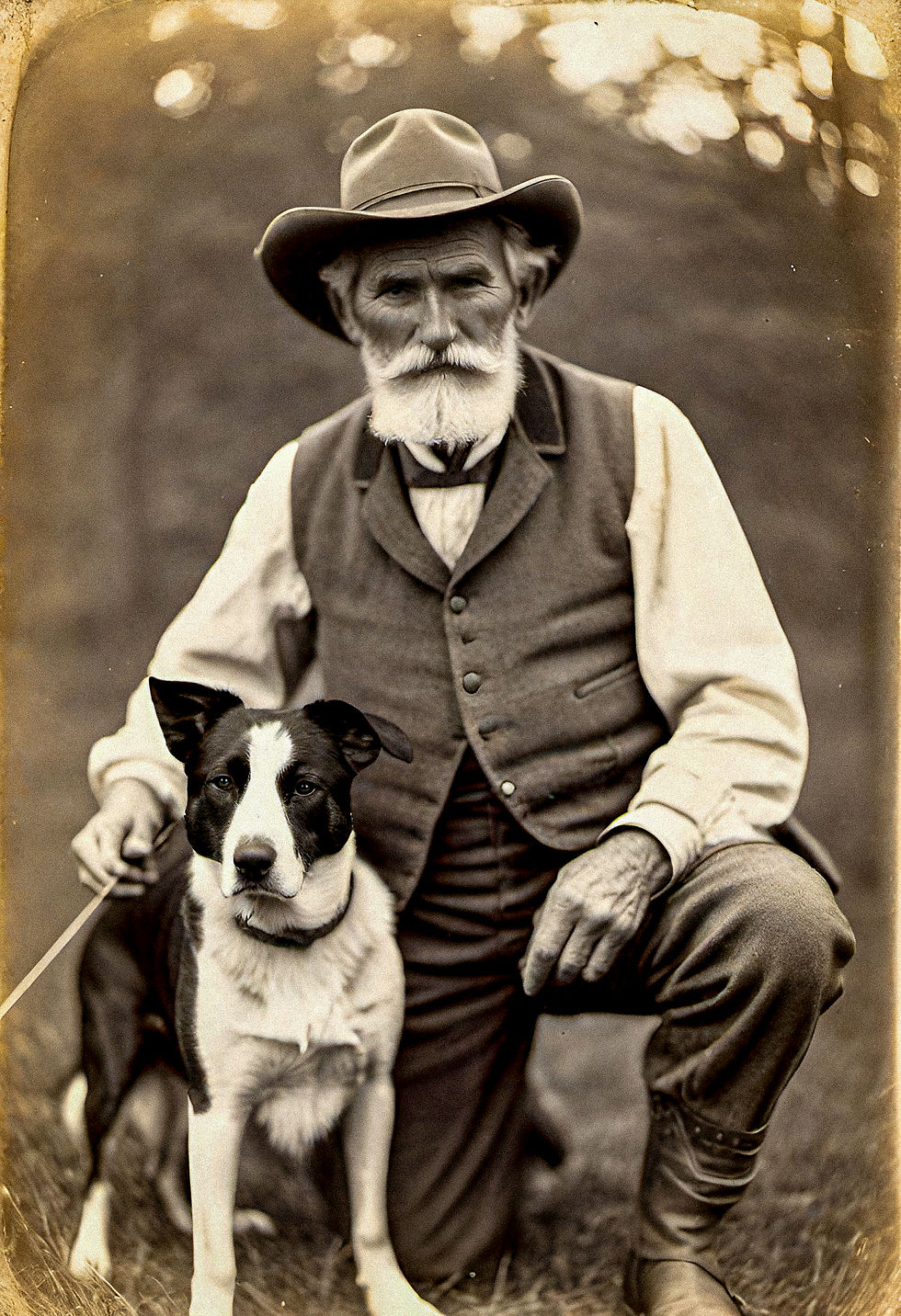 owego_home_original_art_photograph_black_and_white_roger_hanson_old_man_white_beard_dog_best_friend