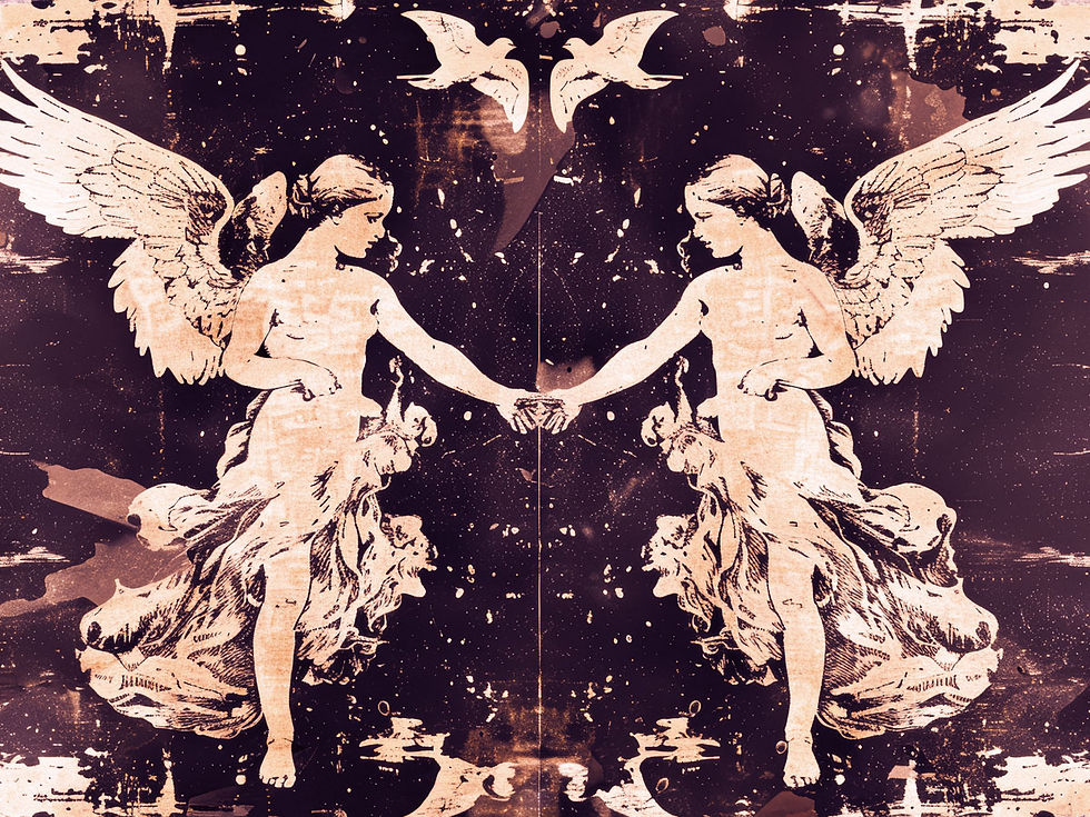 Owego_Home_original_framed_art_print_two_victorian_female_angels_holding_hands