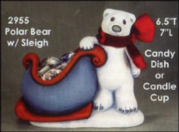 BUNDLE UP POLAR BEAR WITH SLEIGH, CLAY MAGIC 2955, HM BUD SHELF 26