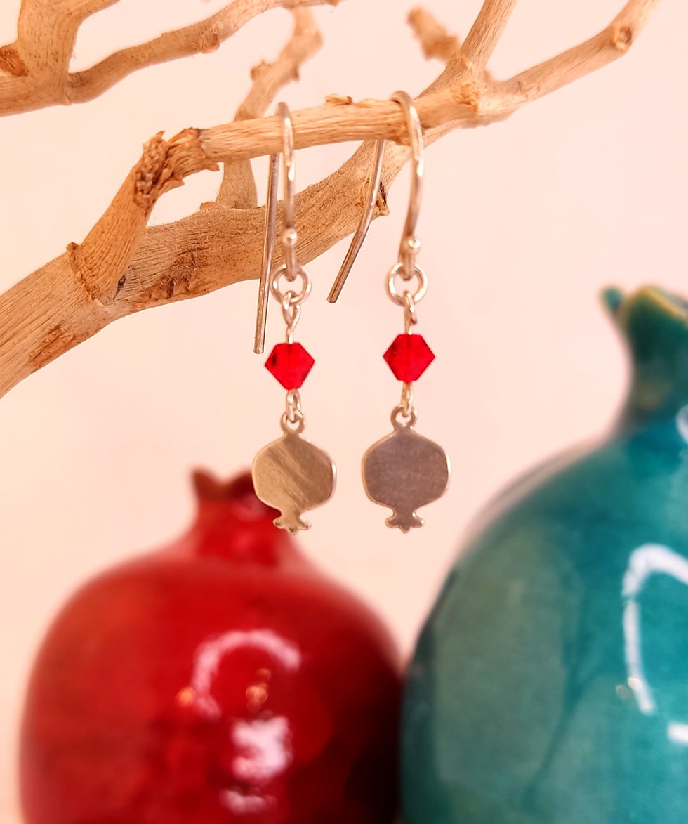Thumbnail: A short and delicate pomegranate and red crystal earring