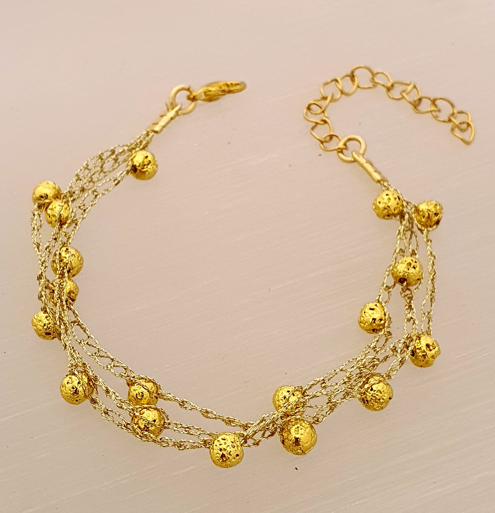 Thumbnail: Gold silk bracelet - Golden Lava Stones