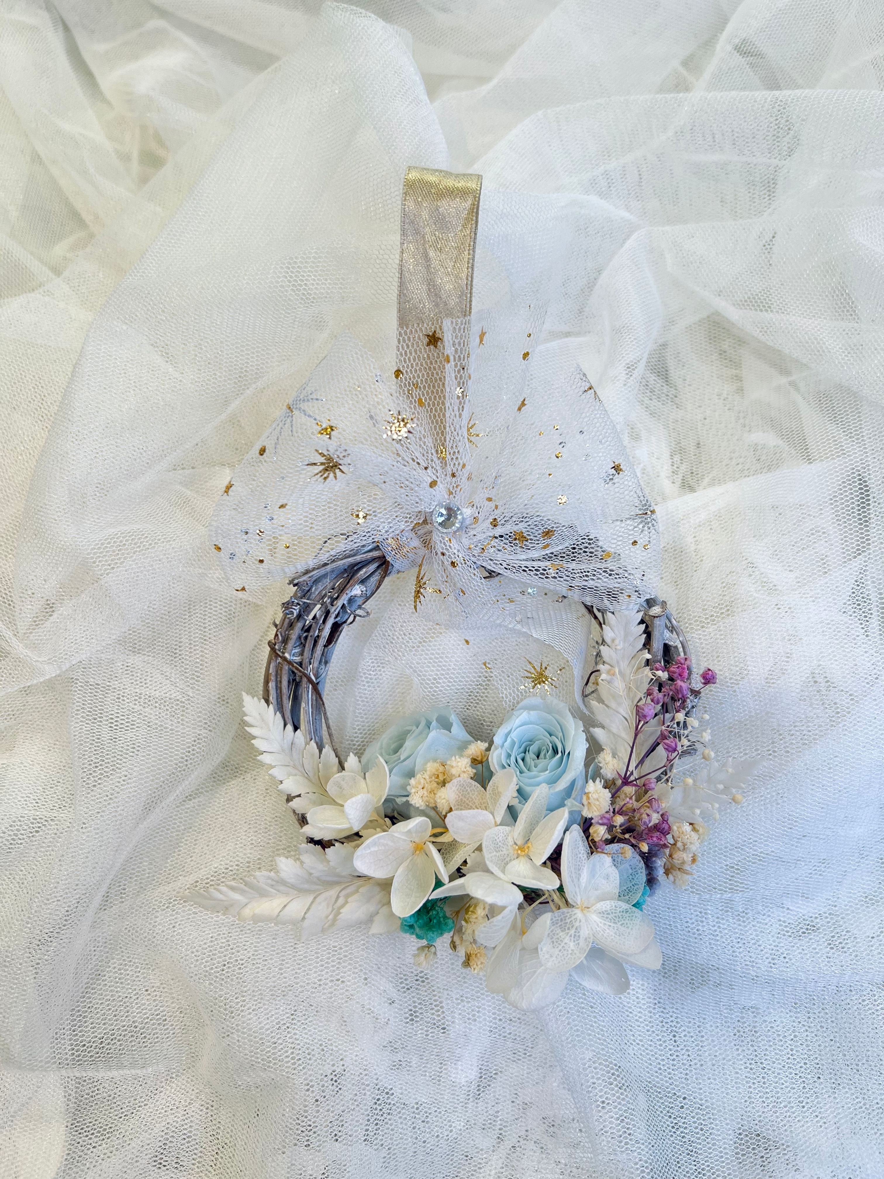 迷你保鮮花 (藍色系) mini Preserved Floral Wreath (Blue)