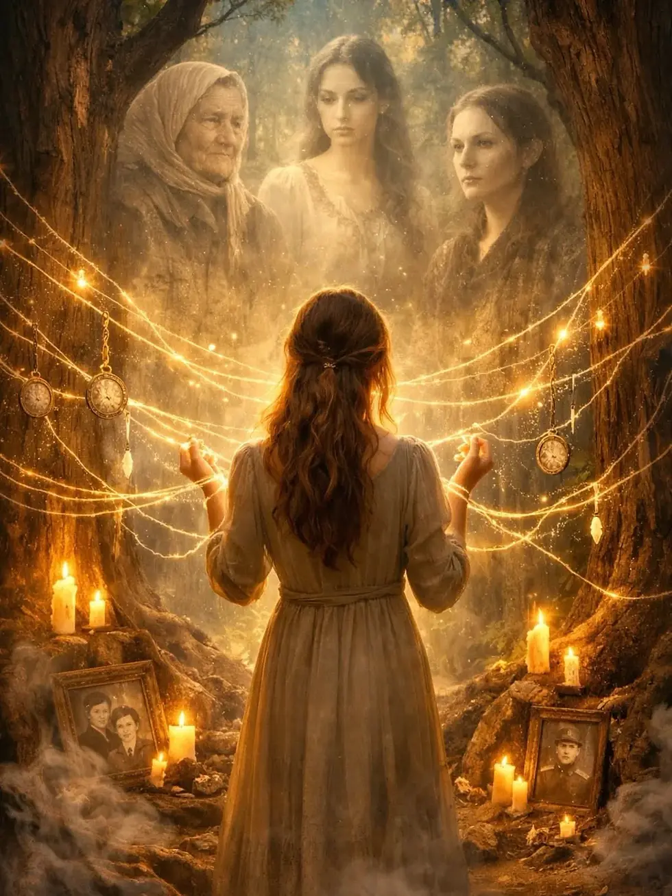 A woman conjuring the dead