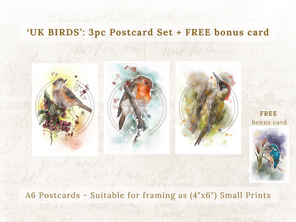 Thumbnail: 'UK BIRDS': (3pc) Greeting Card set + Free Gift