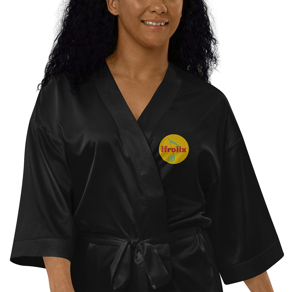 Thumbnail: Satin robe, Embroidered, with ifrolix logo