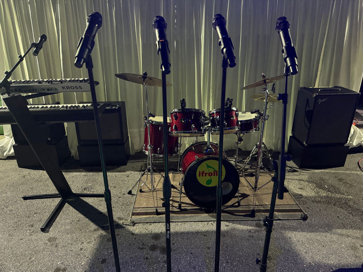 Cordless Mics and Microphone Stands.
