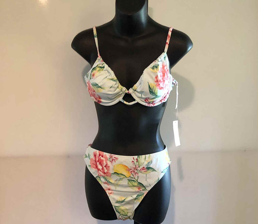 Cupshe Women's High waisted Blue Floral Bikini size M