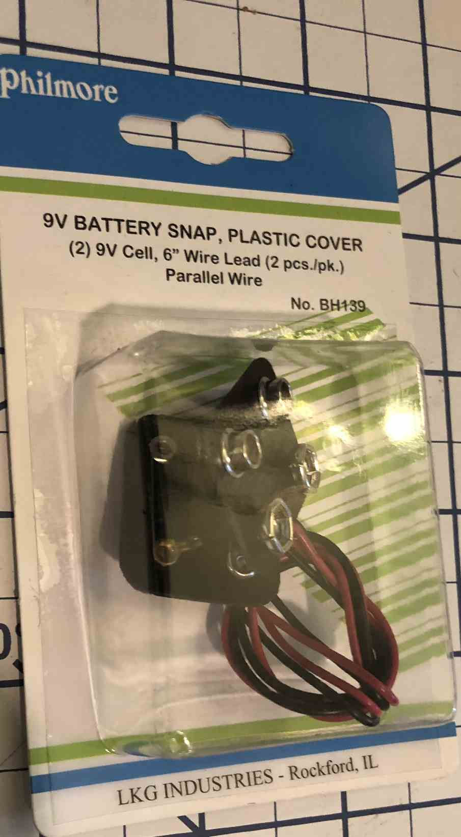 Philmore 2 9v Cell Battery Snap Plastic Cover w/ 6" Wire Lead