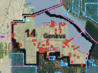 Map showing all the new construction in the Bellingham UGA of Geneva