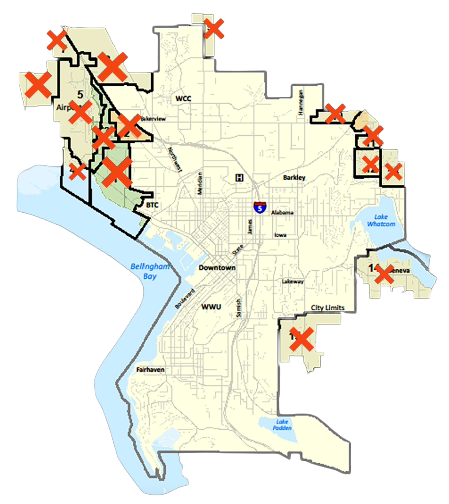 Bellingham Washington UGA map 2005 to 2025