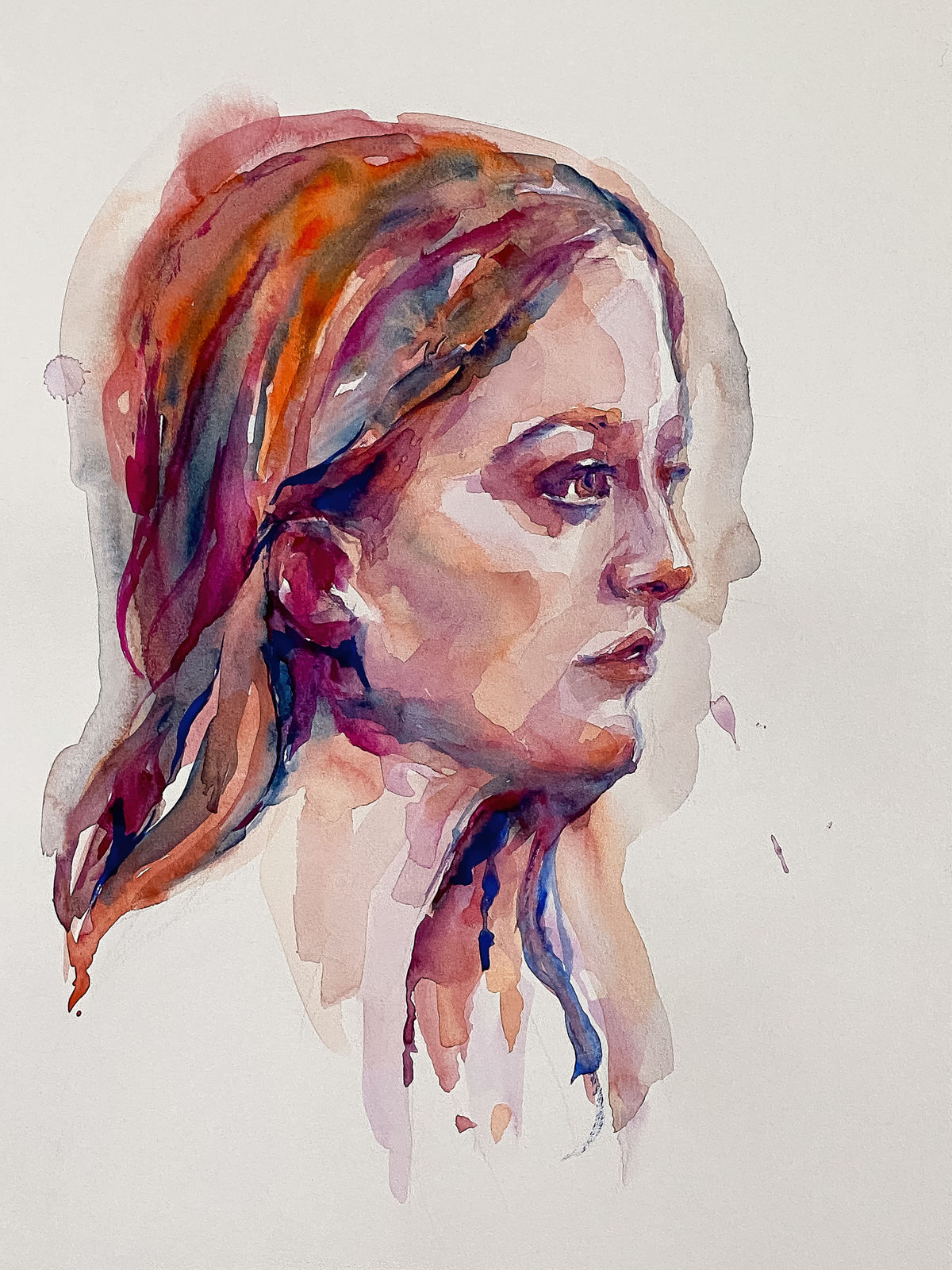 Original Watercolor: Untitled (Female Portrait)