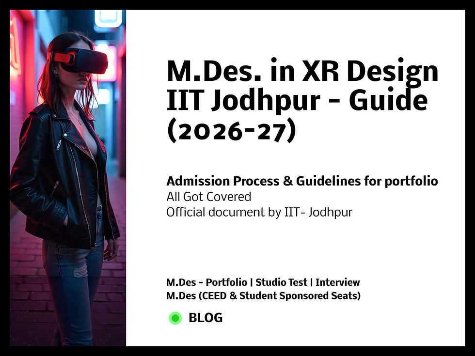 Admission to M.Des. in XR Design at IIT Jodhpur (AY 2026–27)