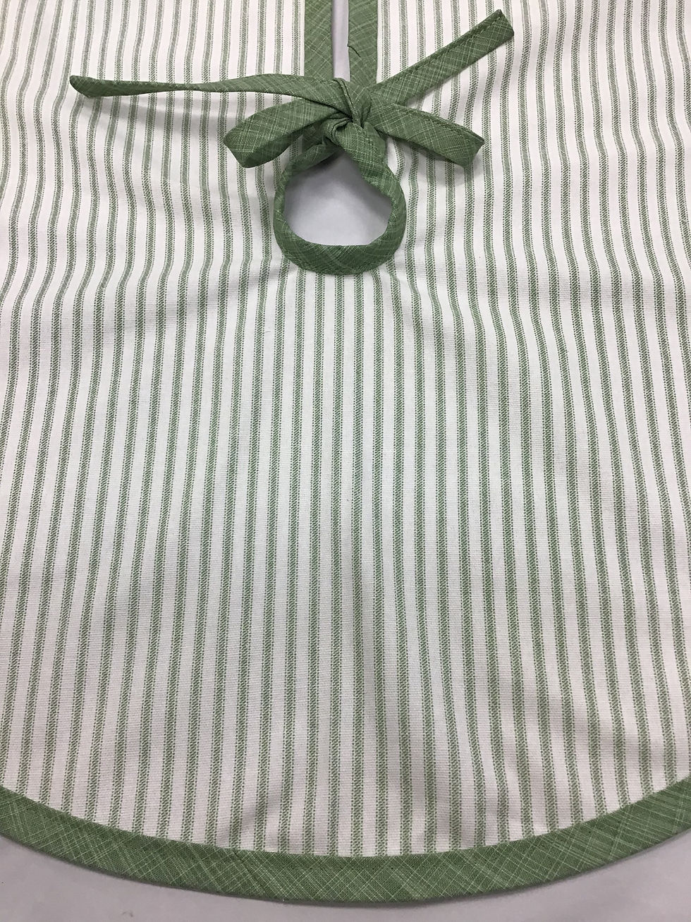 Thumbnail: French Ticking Sage Green Christmas Tree Skirt