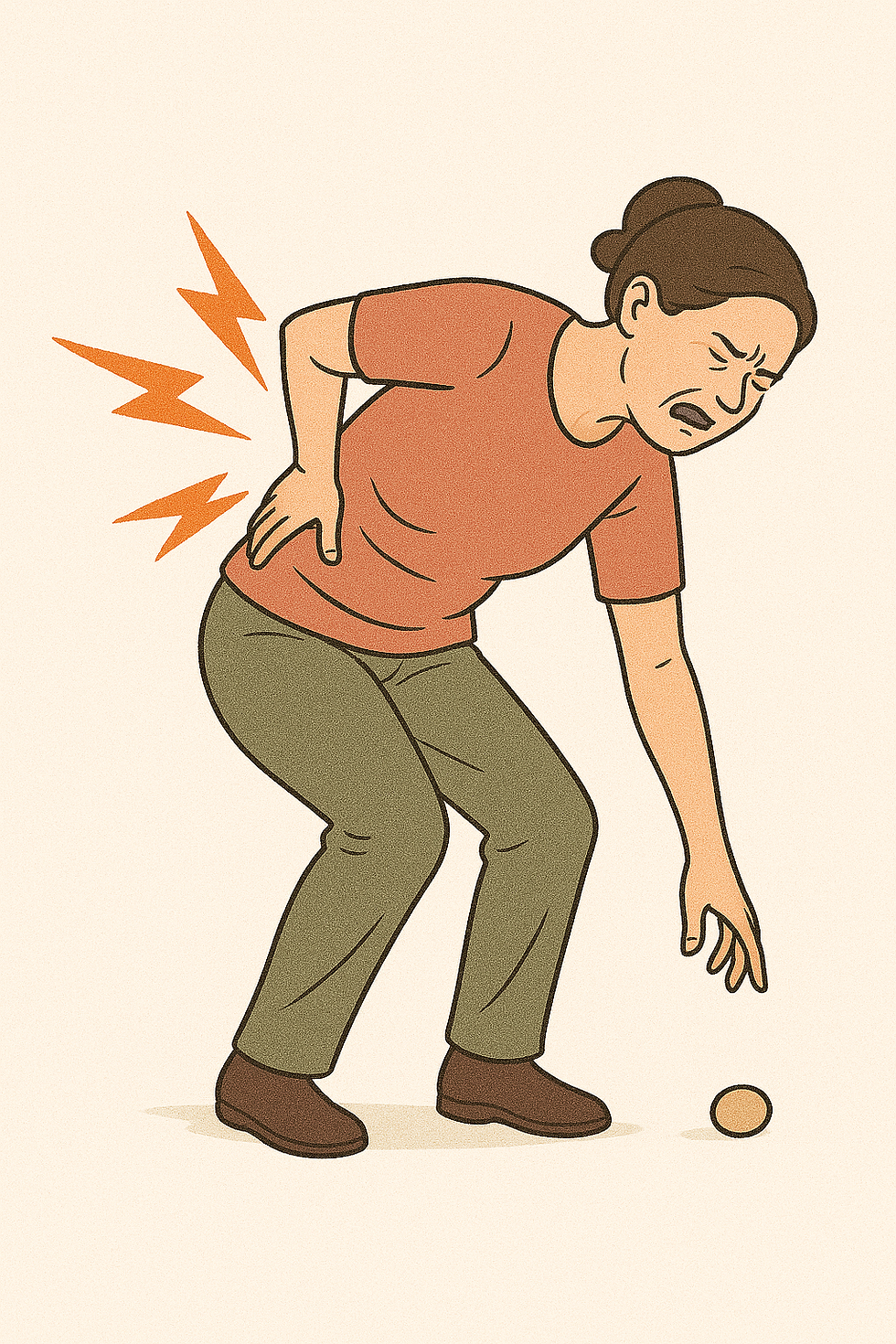 En kvinna får ryggskott